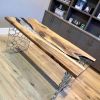 Custom Clear Live Edge Epoxy Walnut Dining Table | Tables by Ironscustomwood. Item made of walnut with glass