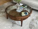 Modern Round Wood Coffee Table with Glass Top, USA made | Tables by Marco Bogazzi
