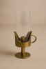 Halo Hurricane Candle Holder with Handle — Antique Brass Finish | Decorative Objects by Raíz Studio
