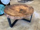 Spalted Sycamore Cookie Industrial Coffee Table - In Stock | Tables by Hazel Oak Farms. Item made of wood & metal