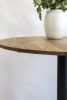Modern Round Hackberry Pub Table with Black Steel Legs | Side Table in Tables by Hazel Oak Farms. Item composed of wood and metal