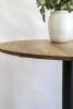 Modern Round Hackberry Pub Table with Black Steel Legs | Side Table in Tables by Hazel Oak Farms. Item composed of wood and metal