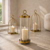 Bend Hurricane Candle Holder — Antique Brass Finish | Decorative Objects by Raíz Studio