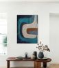Large Abstract Mid Century Modern Painting Navy Blue White | Oil And Acrylic Painting in Paintings by Berez Art. Item made of canvas works with minimalism & mid century modern style