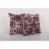 Handmade Pink Silk Ikat Velvet Pillow Cover - Set of Two Lux | Cushion in Pillows by Vintage Pillows Store