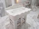Scalloped White Marble Wall Mount Sink, Floating Carrara Marble Bathroom Basin | Water Fixtures by AYMARBLEDESIGN LLC