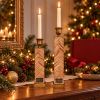 Handmade Oak Candle Holders Set – Herringbone Marquetry, Christmas Presentation Box | Serving Tray in Serveware by Vesta Corte