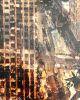 New York 55 – Amber Toned Cityscape Painting | Mixed Media in Paintings by Dario Moschetta