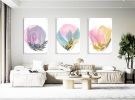 Abstract Flowers Set of 3 Prints Modern Wall Art Modern Art | Prints by uniQstiQ. Item composed of paper