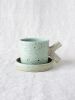 Twiggy Handle Espresso Cup & Saucer - Seafoam, Unique, Handmade Pottery | Drinkware by Tomoko Ceramics