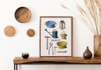 Vintage Farmhouse Kitchen Art with tools, Kitchen Decor, | Prints by Capricorn Press. Item composed of paper in boho or minimalism style