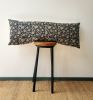 Long lumber block print pillow, block print black floral | Pillows by velvet + linen