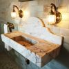 Calacatta Gold Marble Bathroom Sink with Backsplash - 36" | Water Fixtures by AYMARBLEDESIGN LLC