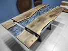 Custom Order Walnut Metallic Gray Epoxy Table - Foldable | Dining Table in Tables by LuxuryEpoxyFurniture. Item made of wood with synthetic