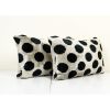Set of Two Ikat Black Polka Dot Lumbar Pillow | Sham in Linens & Bedding by Vintage Pillows Store. Item made of cotton