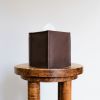 Saddle Brown Leather Single Tissue Box Cover | Toiletry in Storage by Vantage Design