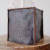 Dark Brown and Rust "Crackled" Leather Single Tissue Box Cover | Toiletry in Storage by Vantage Design