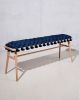 Indigo Blue Vegan Suede Woven Bench | Benches & Ottomans by Knots Studio. Item made of wood with fabric