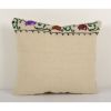 White Embroidered Handmade Cushion Pillow | Sham in Linens & Bedding by Vintage Pillows Store. Item composed of fabric