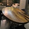 Oval Dining Table | Custom Epoxy Resin Table | Tables by Ironscustomwood. Item made of wood with metal