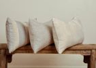 Grey Linen with Beige Woven Texture Lumbar Pillow 14x22 | Pillows by Vantage Design