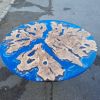 Round Epoxy Resin Coffee Table | Tables by Ironscustomwood. Item made of wood & synthetic
