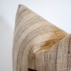 Tan "Jute" Stripes with Dark Chocolate Leather Cross Pillow 20x20 | Pillows by Vantage Design