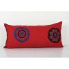 Uzbek Red Suzani Bedding Cushion Cover, Suzani Long Hippie B | Pillows by Vintage Pillows Store