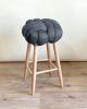 Graphite Vegan Suede Knot Bar Stool | Chairs by Knots Studio. Item made of wood & fabric