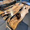 Live Edge Olive Epoxy Table Resin Dining Table | Tables by Ironscustomwood. Item composed of wood and metal