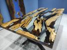 Custom Order Clear Epoxy Resin Olive Table, Wooden Dining | Dining Table in Tables by LuxuryEpoxyFurniture. Item made of wood with synthetic