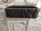 Hand-Carved Black Marble Bathroom Sink: Sculptured Toros Design | Water Fixtures by AYMARBLEDESIGN LLC