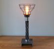Reclaimed Ski Chairlift Cable Lamp | Upcycled Industrial Desk Lighting | Rustic Cabin Decor | Table Lamp in Lamps by industrial comfort. Item made of steel works with contemporary & country & farmhouse style