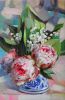 Peony flowers oil painting original on canvas Lily | Oil And Acrylic Painting in Paintings by Natart. Item made of canvas & synthetic compatible with contemporary style
