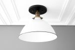 10 Inch White Shade - Ceiling Light Fixture - Model No. 8809 | Flush Mounts by Peared Creation. Item made of brass