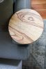 Medium Ash Round Industrial Side Table | Tables by Hazel Oak Farms. Item composed of walnut & steel