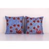 Traditional Navy Blue Silk Suzani from Uzbekistan, Set of Tw | Cushion in Pillows by Vintage Pillows Store