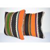 Striped Turkish Kilim Pillow 16" X 16" | Sham in Linens & Bedding by Vintage Pillows Store. Item made of cotton & fiber
