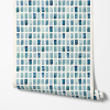 Color Grid Studio Blue Wallpaper | Wall Treatments by Color Kind Studio. Item made of fabric & paper