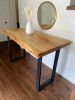 Custom Made Spalted Maple Live Edge Sofa Bar Table | Console Table in Tables by Good Wood Brothers. Item composed of maple wood & metal compatible with mid century modern style
