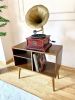 3 Compartments Record Player Stand, Pine Massive Turntable | Media Console in Storage by Picwoodwork. Item made of wood