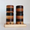 Pepper mill and salt mill set - cherry(birch)/walnut - 6'' | Vessels & Containers by Slice of wood / Tranche de bois