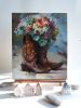 Bridal bouquet painting original art Custom wedding bouquet | Oil And Acrylic Painting in Paintings by Natart. Item made of canvas with synthetic