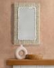 Ivory & Beige Handwoven Wool Wall Mirror Frame Boho Rustic Home Decor For Christmas Gift | Decorative Objects by Swiflo