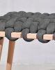 Graphite Vegan Suede Woven Stool | Chairs by Knots Studio. Item made of wood with cotton