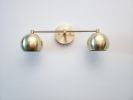 2-Light Vanity Mirror Sconce - Brushed Brass Orbs & Satin | Sconces by Retro Steam Works. Item made of brass & glass compatible with industrial style