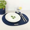 Irregular indigo blue felt placemats and coaster. Set of 2 | Tableware by DecoMundo Home. Item composed of fabric & aluminum compatible with minimalism and industrial style