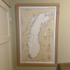Nautical Chart of Lake Michigan with Hardwood Frame | Prints by Nordlanda Furniture