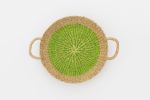 Woven Round Tray I Light Green | Decorative Tray in Decorative Objects by NEEPA HUT. Item made of wool with fiber