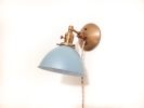 Adjustable Bedside Reading Wall Light - Antique Brass & Sage | Sconces by Retro Steam Works. Item composed of fabric and brass in mid century modern style